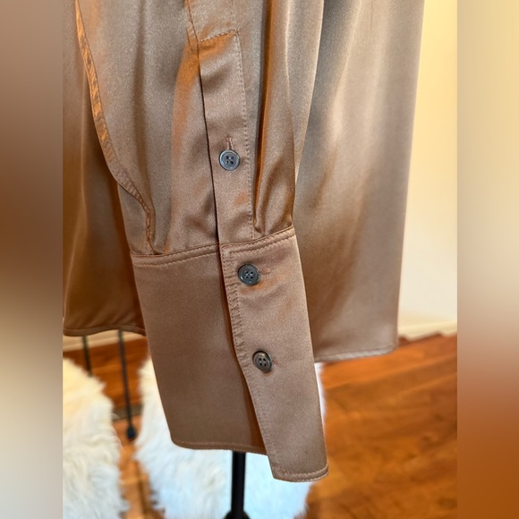 Frame Denim Boyfriend Bronze Silk Blouse - Picture 6 of 10